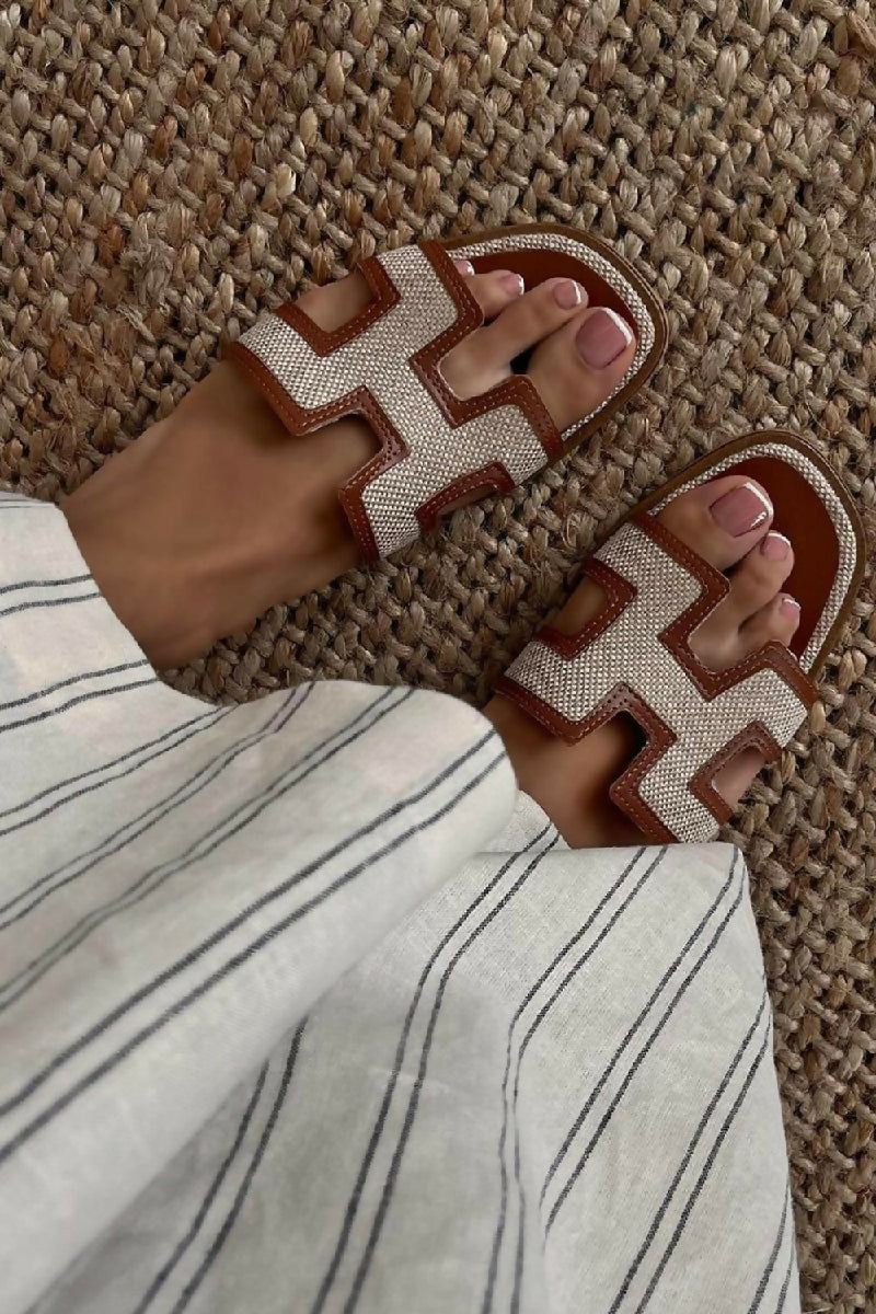Tan Faux Leather Strap Sandal