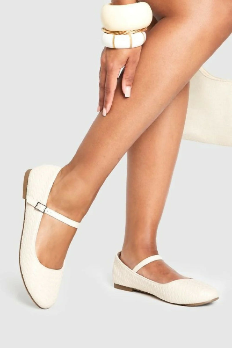 Nude Woven Mary Jane Ballet